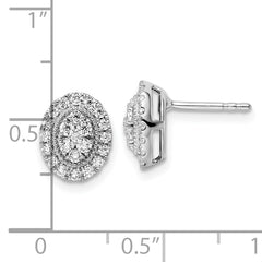 14k White Gold 1/2 carat Lab Grown Diamond VS/SI+ G+ Complete Oval Halo Post Earrings