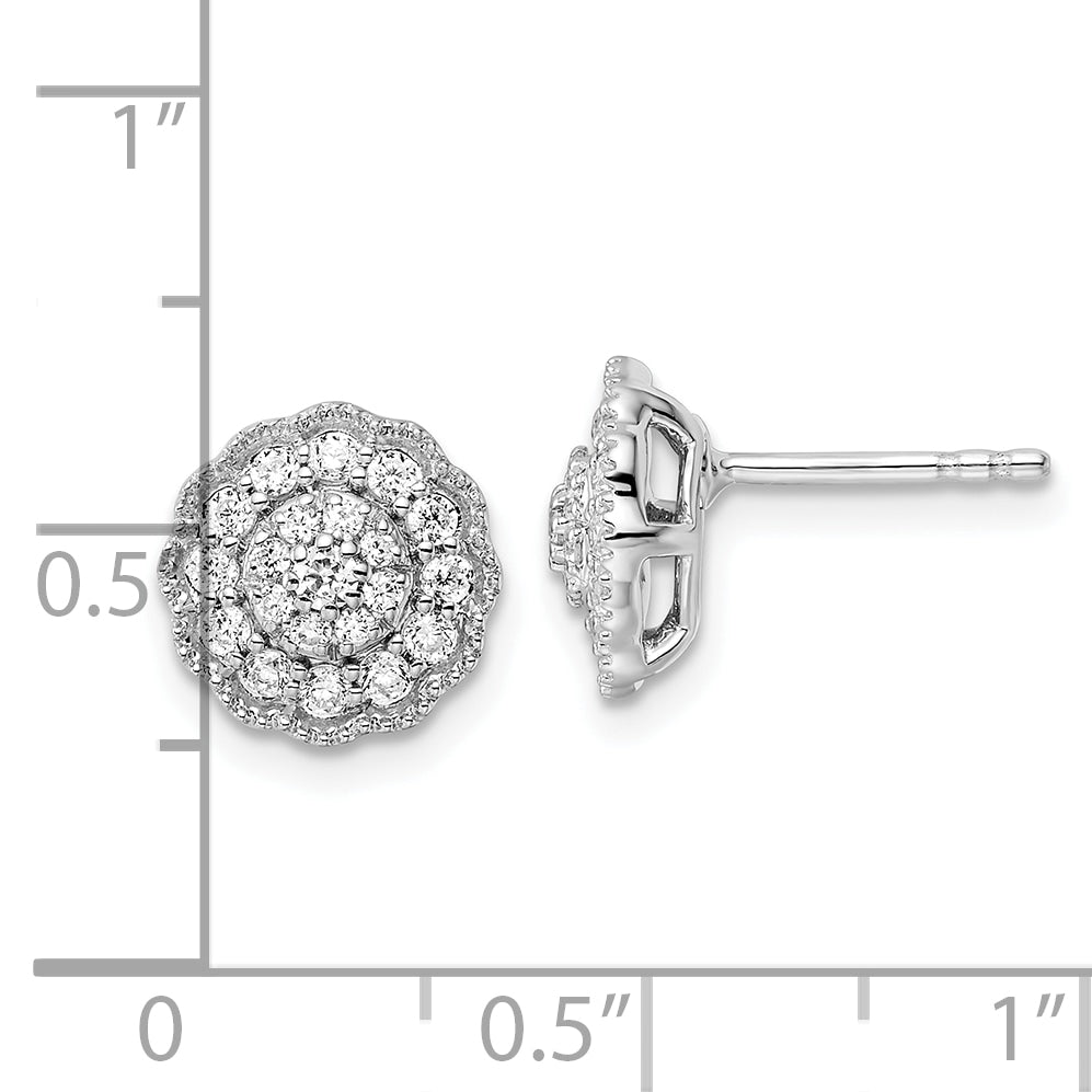 14k White Gold 1/2 carat Lab Grown Diamond VS/SI+ G+ Complete Halo Post Earrings