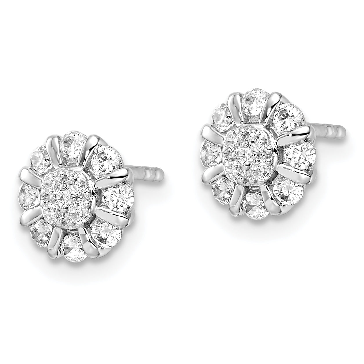 14k White Gold 1/2 carat Lab Grown Diamond VS/SI+ G+ Complete Halo Post Earrings