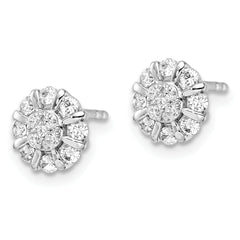 14k White Gold 1/2 carat Lab Grown Diamond VS/SI+ G+ Complete Halo Post Earrings