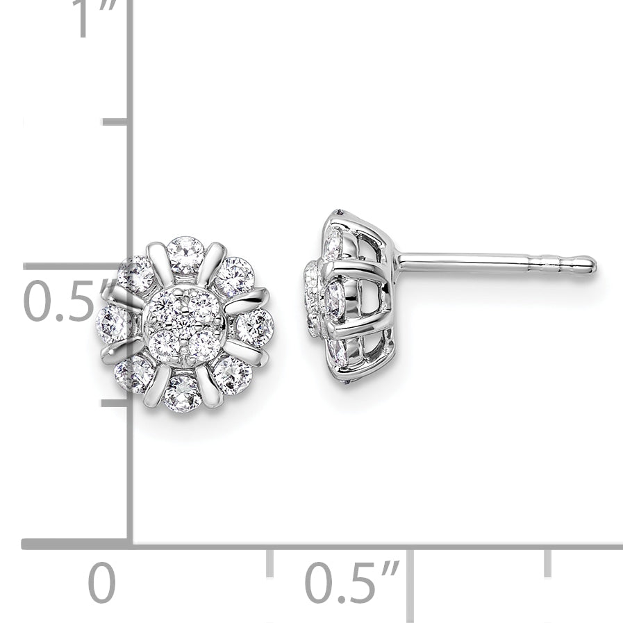 14k White Gold 1/2 carat Lab Grown Diamond VS/SI+ G+ Complete Halo Post Earrings