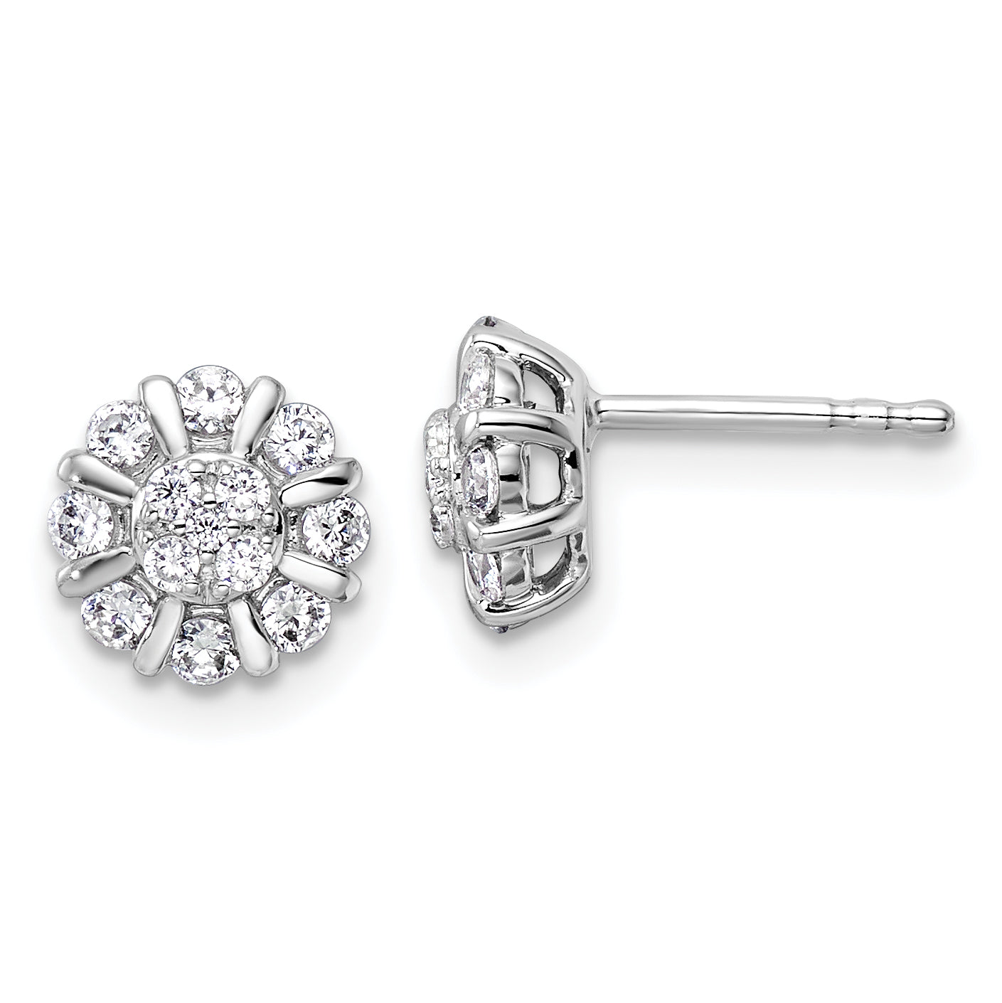 14k White Gold 1/2 carat Lab Grown Diamond VS/SI+ G+ Complete Halo Post Earrings Main image