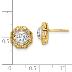 14k Two Tone 3/4 carat Lab Grown Diamond VS/SI+ G+ Octogon Halo Post Earrings