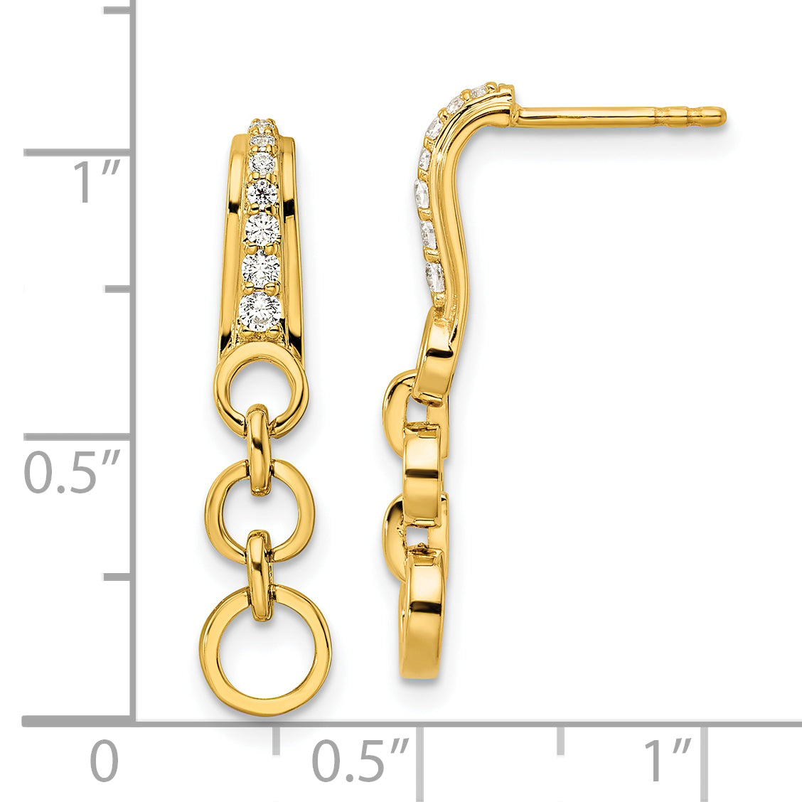 14k 1/8 carat Lab Grown Diamond VS/SI+ G+ Post Dangle Earrings