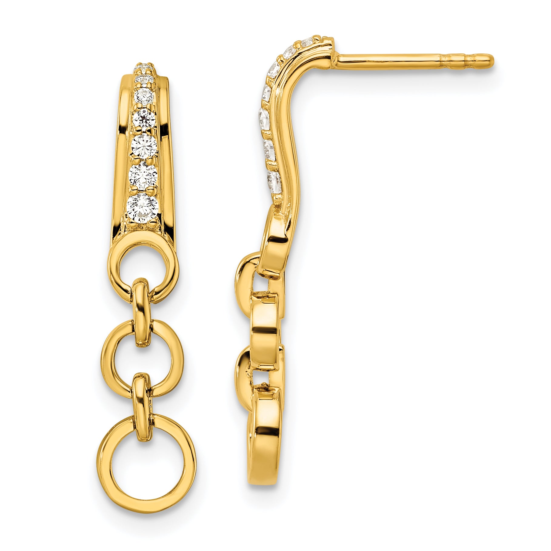 14k 1/8 carat Lab Grown Diamond VS/SI+ G+ Post Dangle Earrings Main image