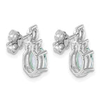 Oval Diamond March/Aquamarine Stud Earrings in 14K White Gold (0.17 ct. tw.) - Sophia Jewelers