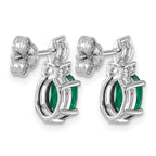 Oval Diamond Emerald Stud Earrings in 14K White Gold (0.17 ct. tw.) - Sophia Jewelers