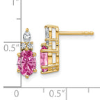 14K Polish Diamond & Lab Created Pink Sapphire Twist Post Earrings