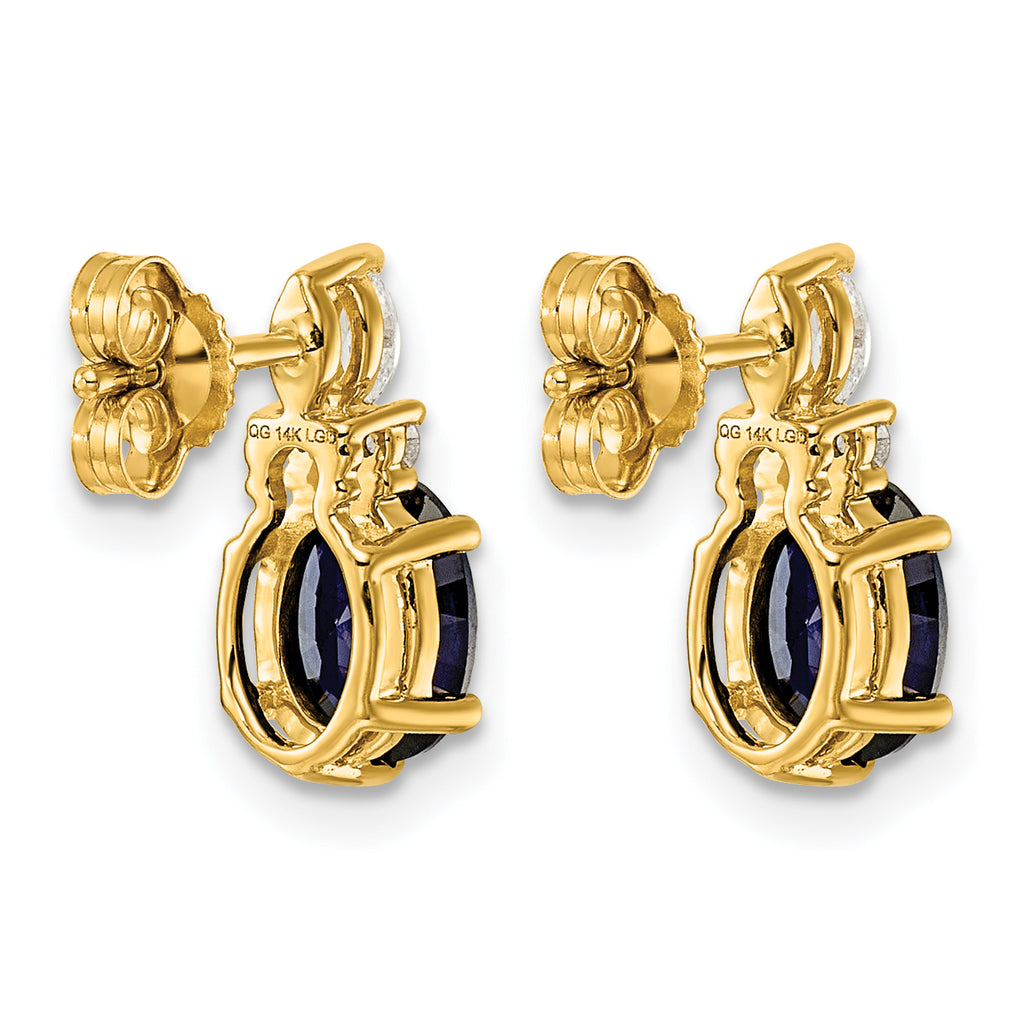 Oval Diamond Sapphire Stud Earrings in 14K Yellow Gold (0.17 ct. tw.) - Sophia Jewelers