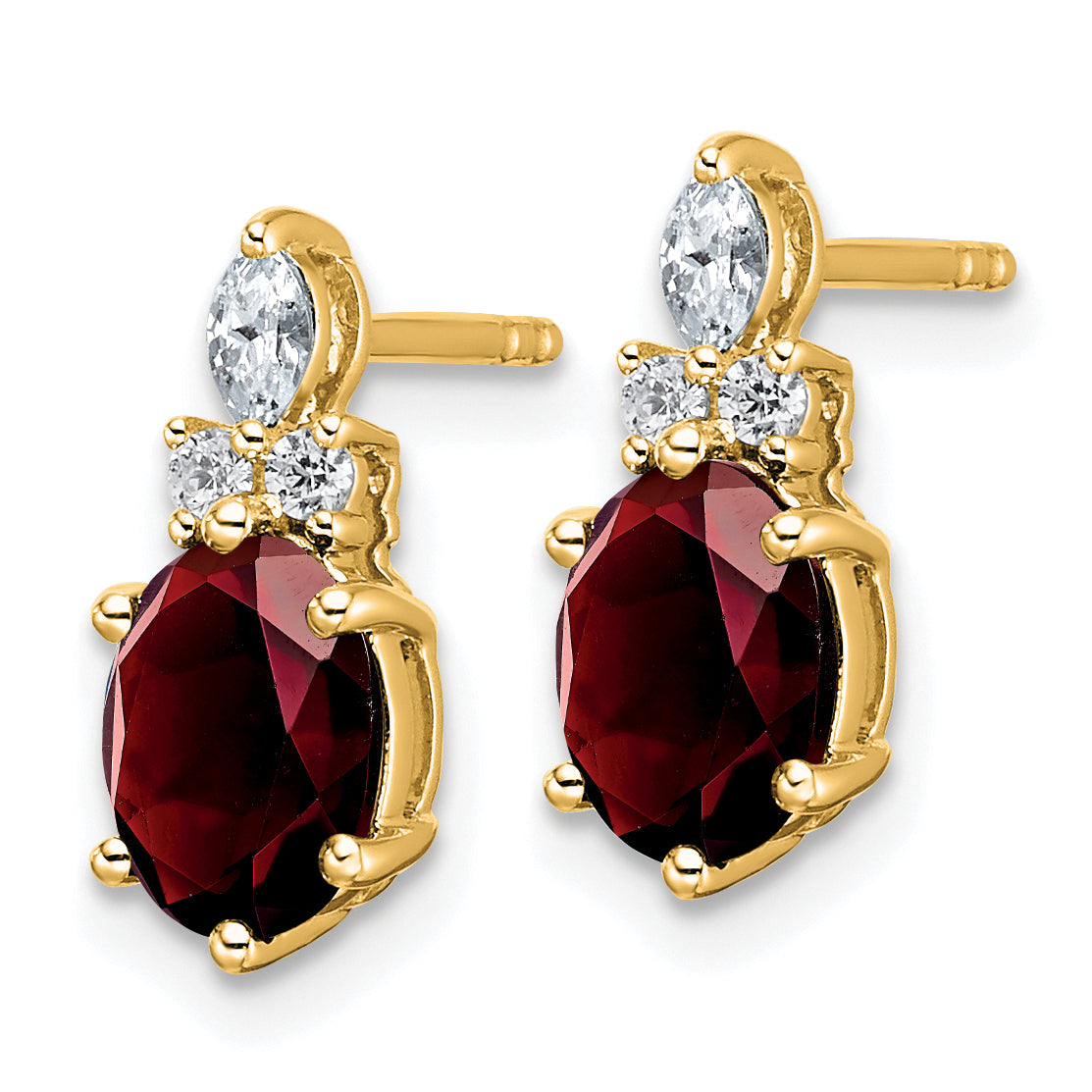 14K Polished Diamond and Garnet Twisted Post Earrings Secondary image