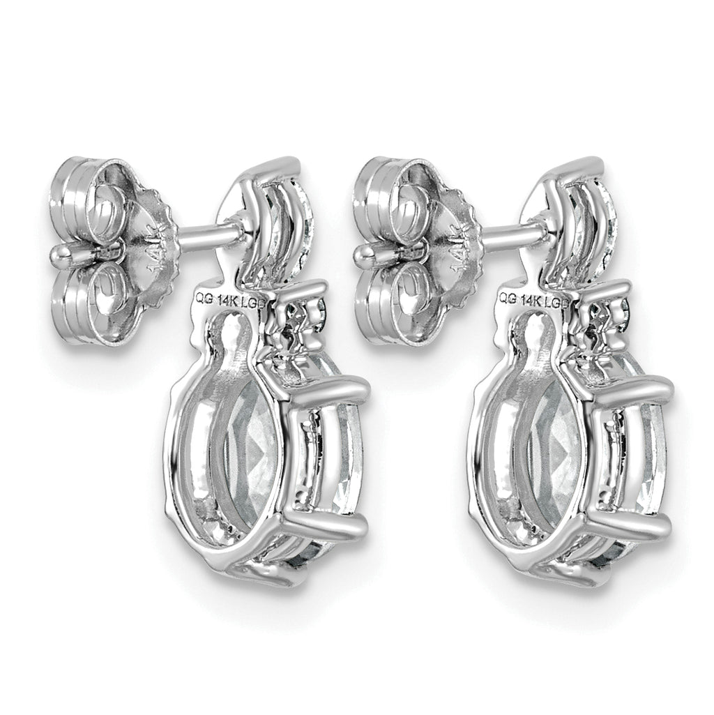 Oval Diamond April/White Topaz Stud Earrings in 14K White Gold (0.17 ct. tw.) - Sophia Jewelers
