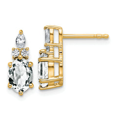 14K Polished Diamond and White Topaz Twisted Post Earrings