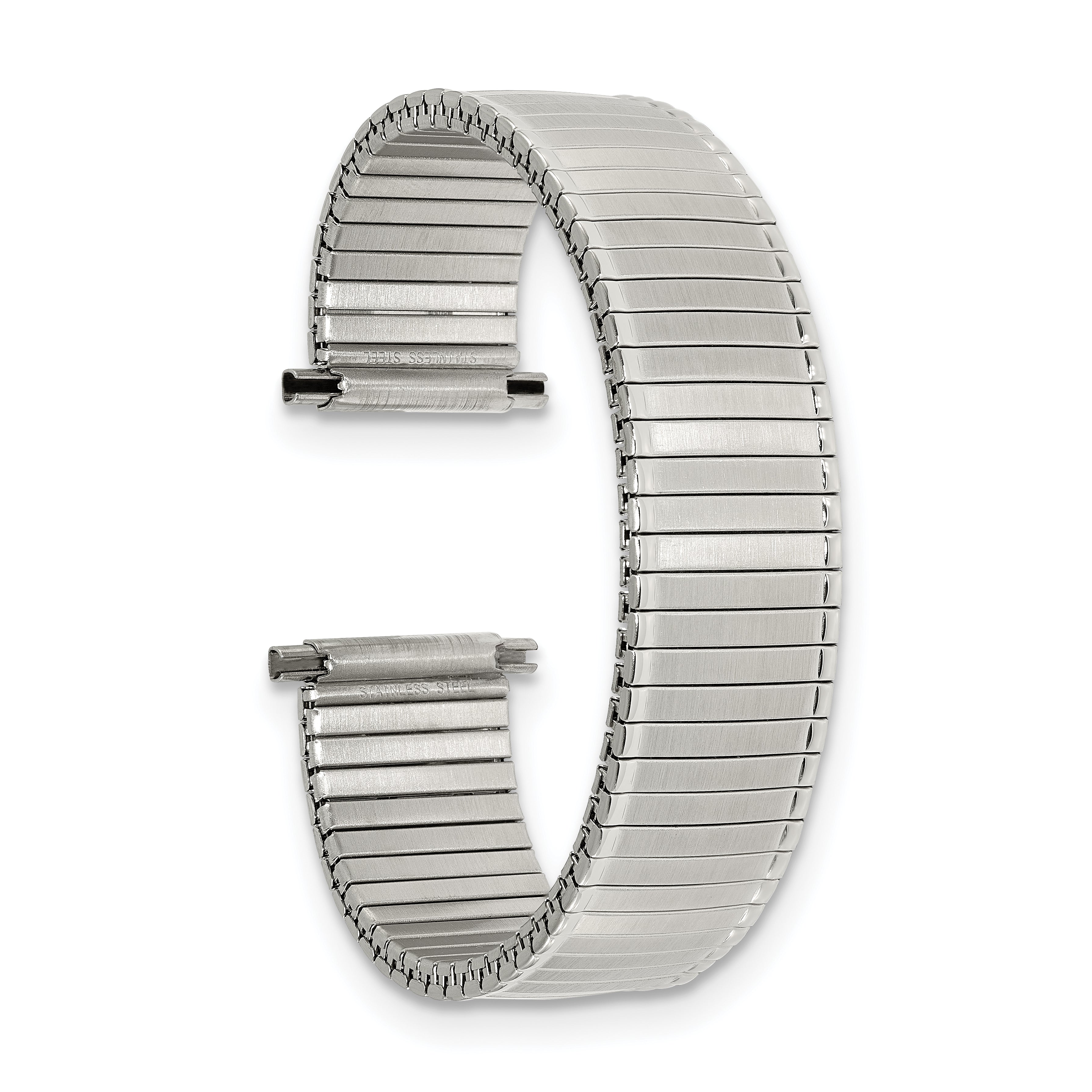 DeBeer 16-20mm Mens Satin and Polished Stainless Steel Thin-Flexo Expansion Link 6.25 inch Watch Band