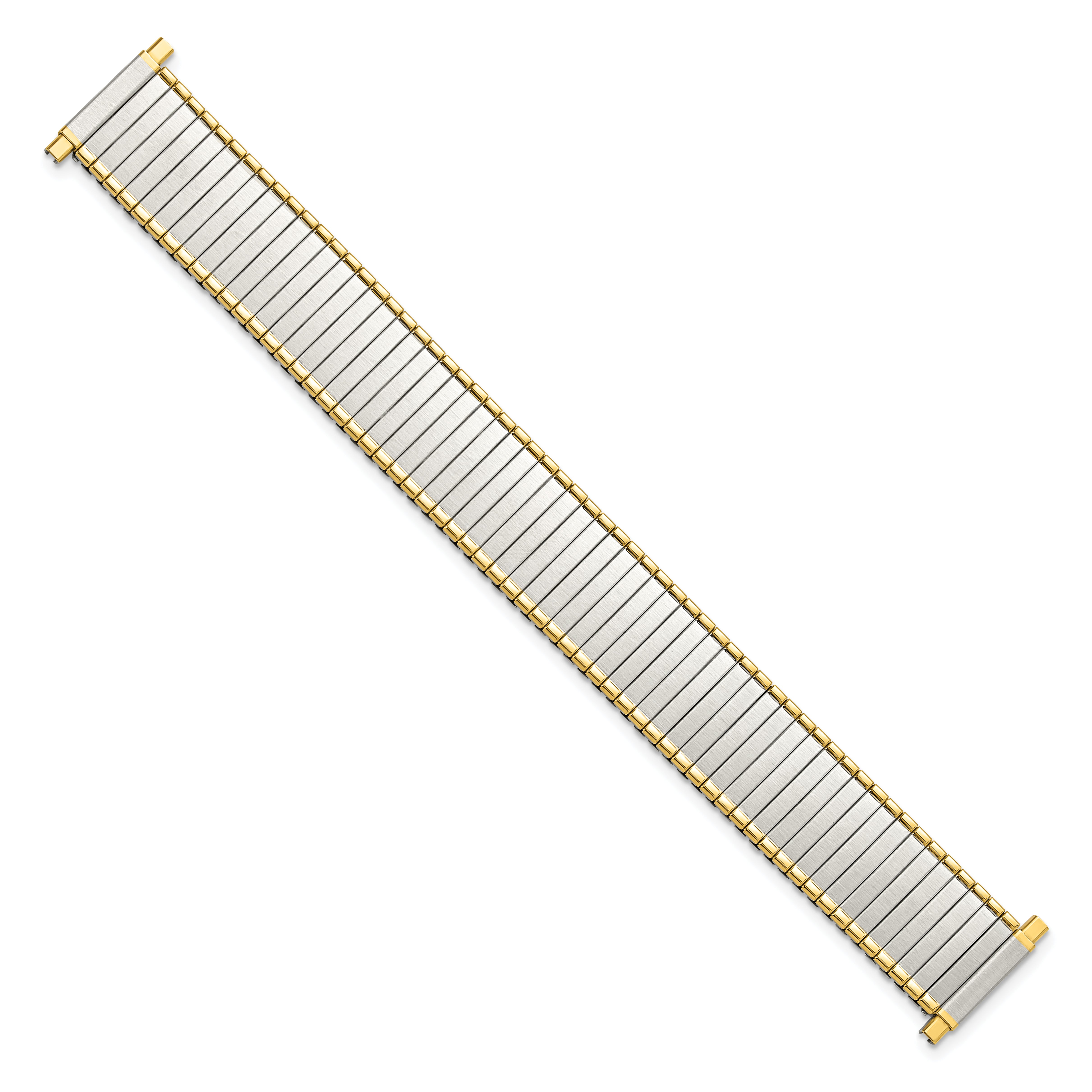 DeBeer 16-20mm Mens Satin and Polished Two-tone Stainless Steel Thin-Flexo Expansion Link 6.25 inch Watch Band