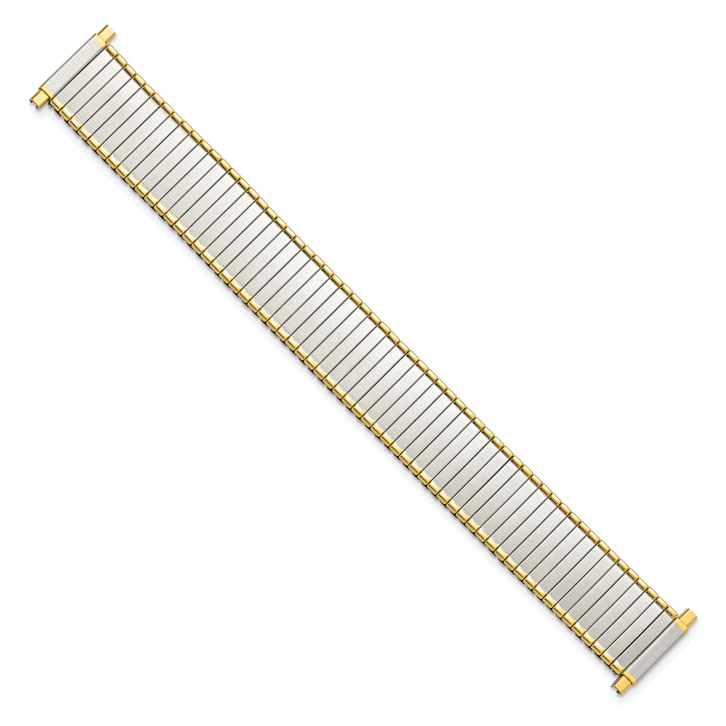 16-20mm Mens Satin and Polished Two-tone Stainless Steel Thin-Flexo Expansion Link 6.25 inch Watch Band