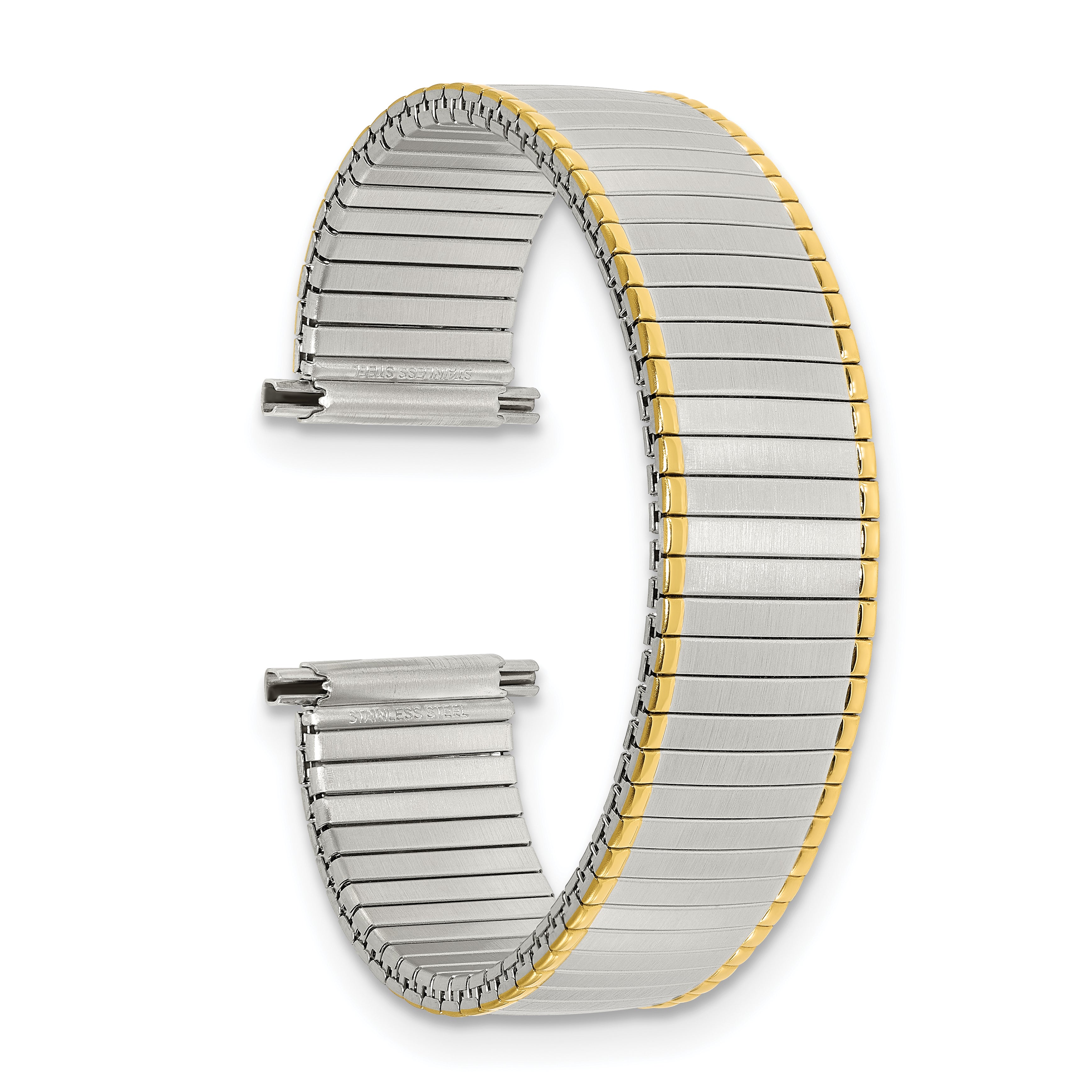 DeBeer 16-20mm Mens Satin and Polished Two-tone Stainless Steel Thin-Flexo Expansion Link 6.25 inch Watch Band