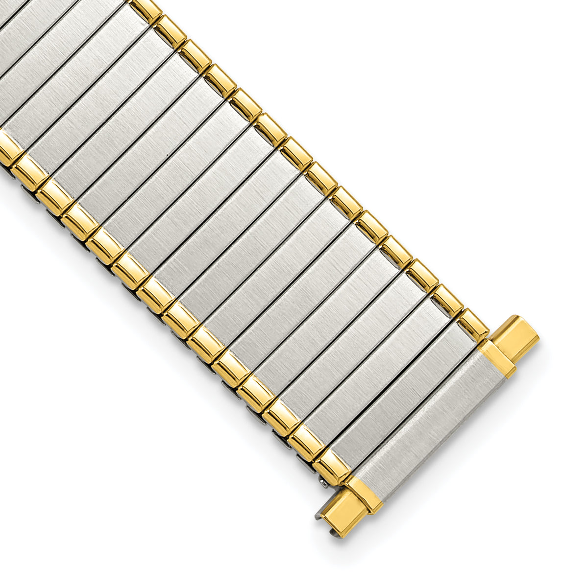 DeBeer 16-20mm Mens Satin and Polished Two-tone Stainless Steel Thin-Flexo Expansion Link 6.25 inch Watch Band