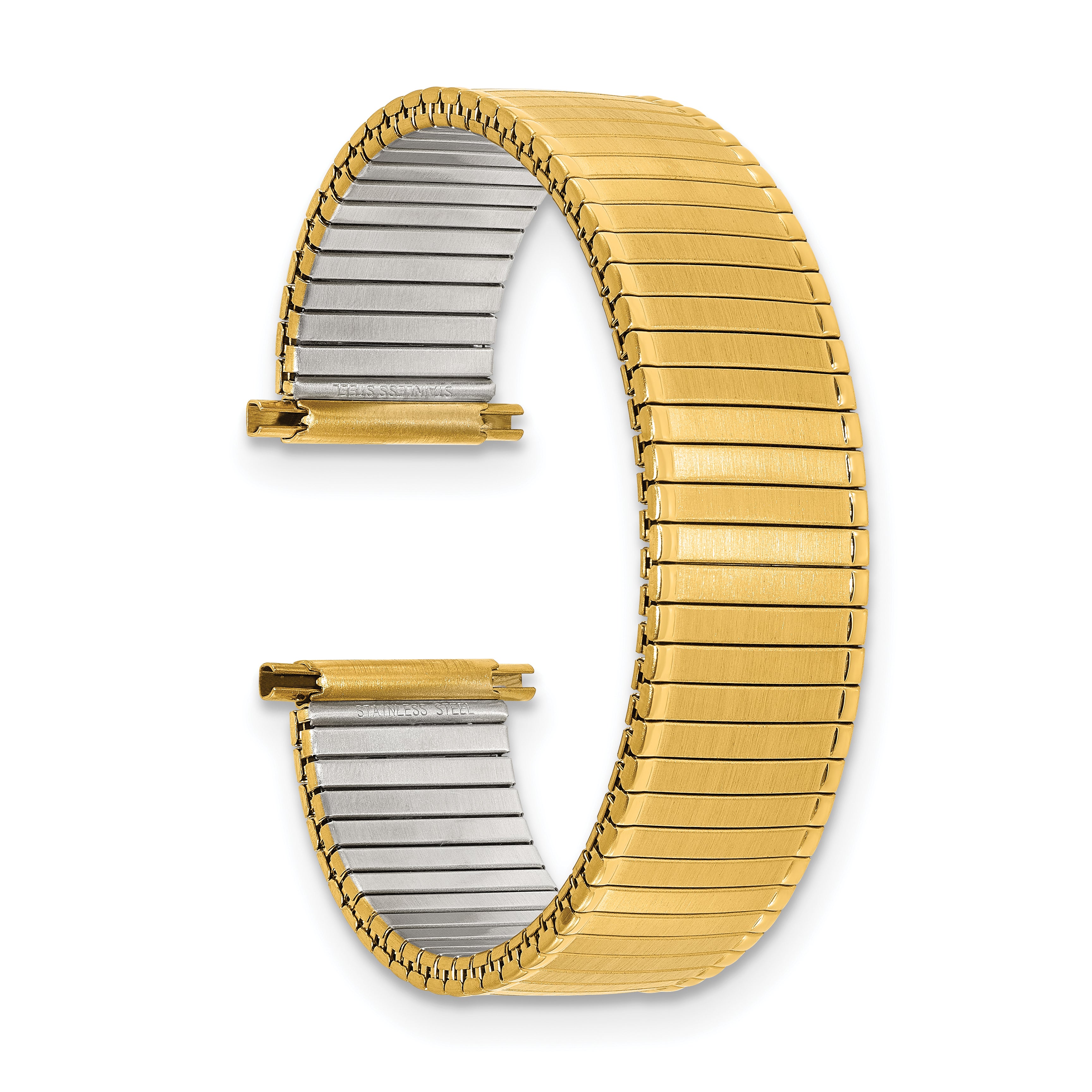 DeBeer 16-20m Mens Satin and Polished Gold-tone Stainless Steel Thin-Flexo Expansion Link 6.25 inch Watch Band