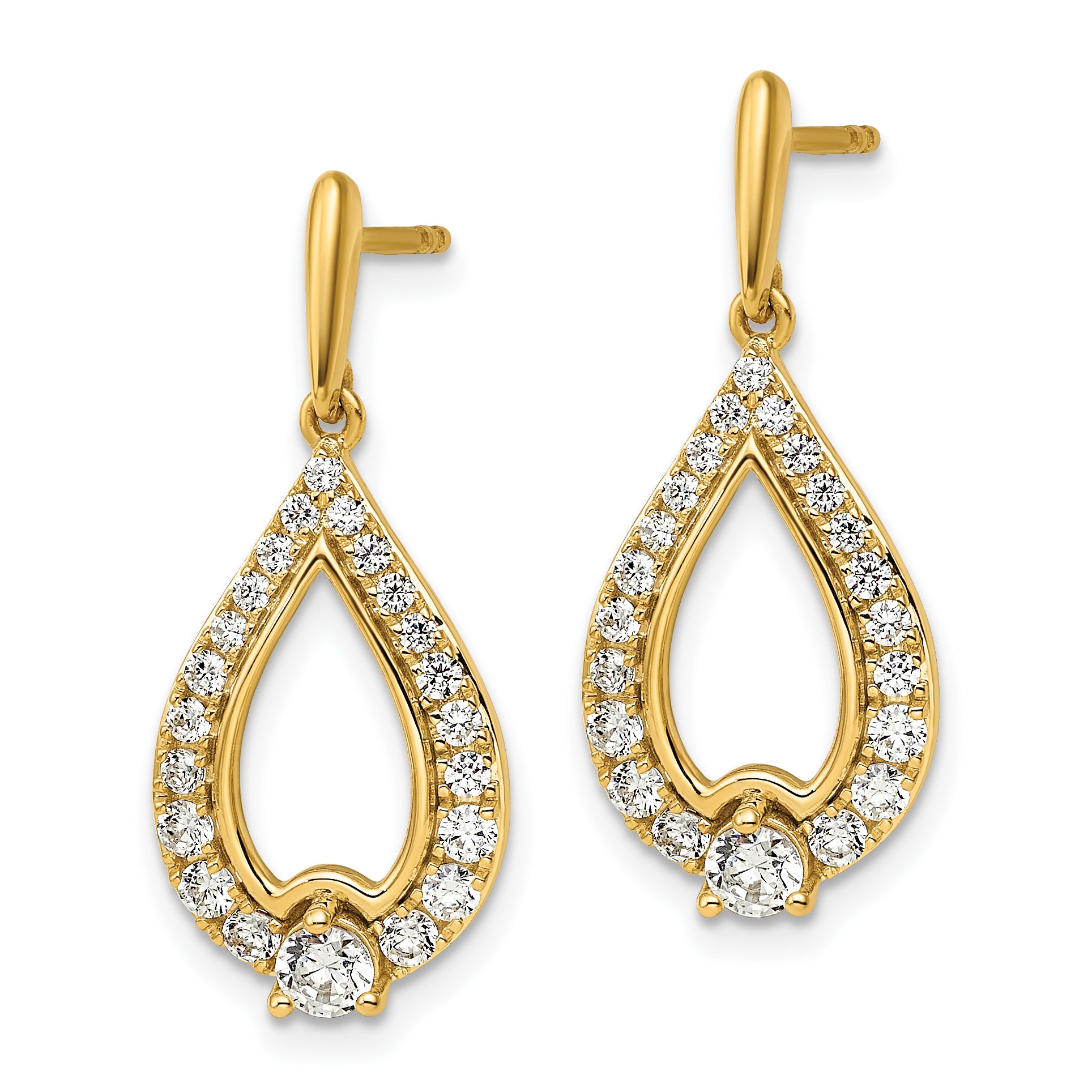 14k 1 carat Lab Grown Diamond VS/SI+ G+ Teardrop Post Dangle Earrings Secondary image