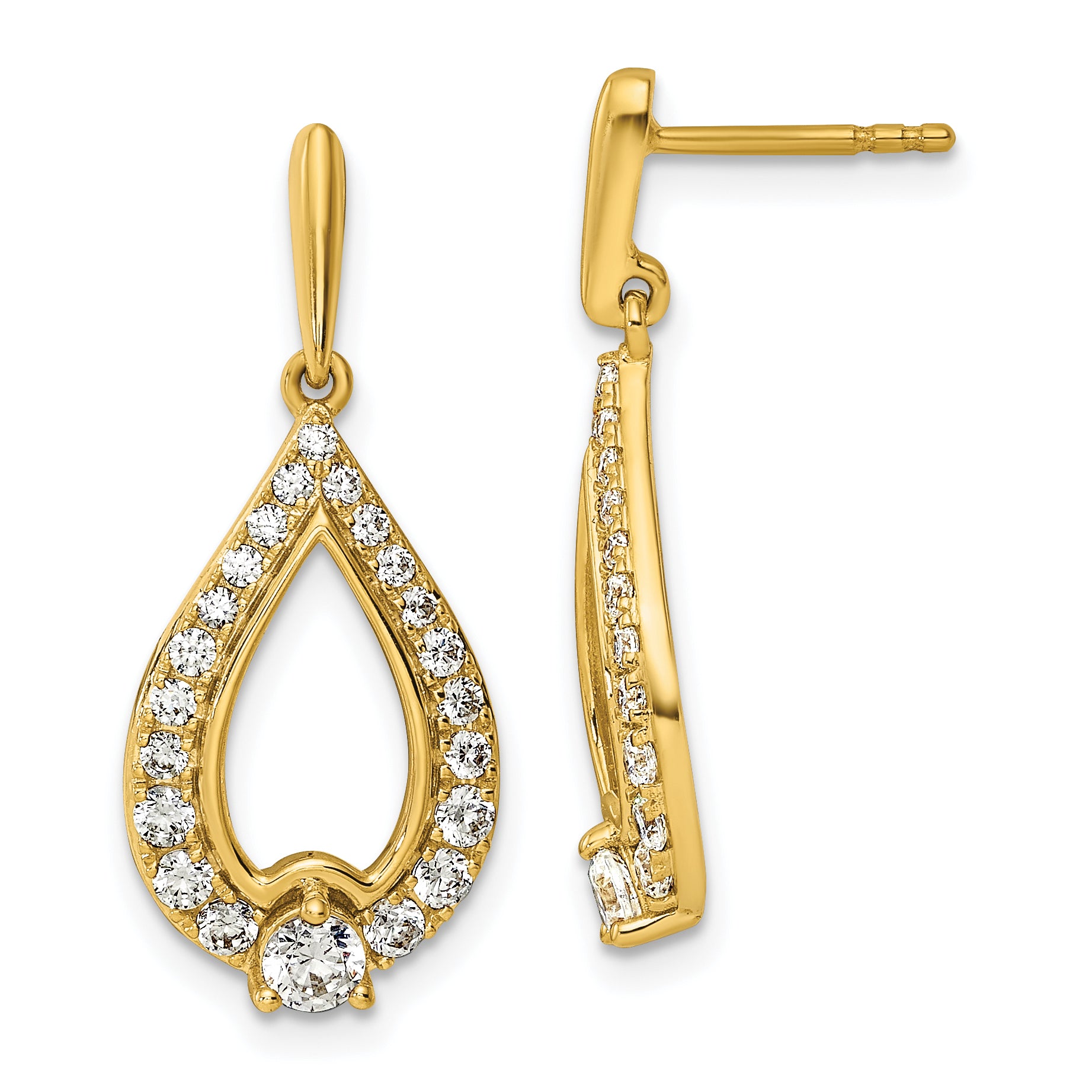 14k 1 carat Lab Grown Diamond VS/SI+ G+ Teardrop Post Dangle Earrings Main image