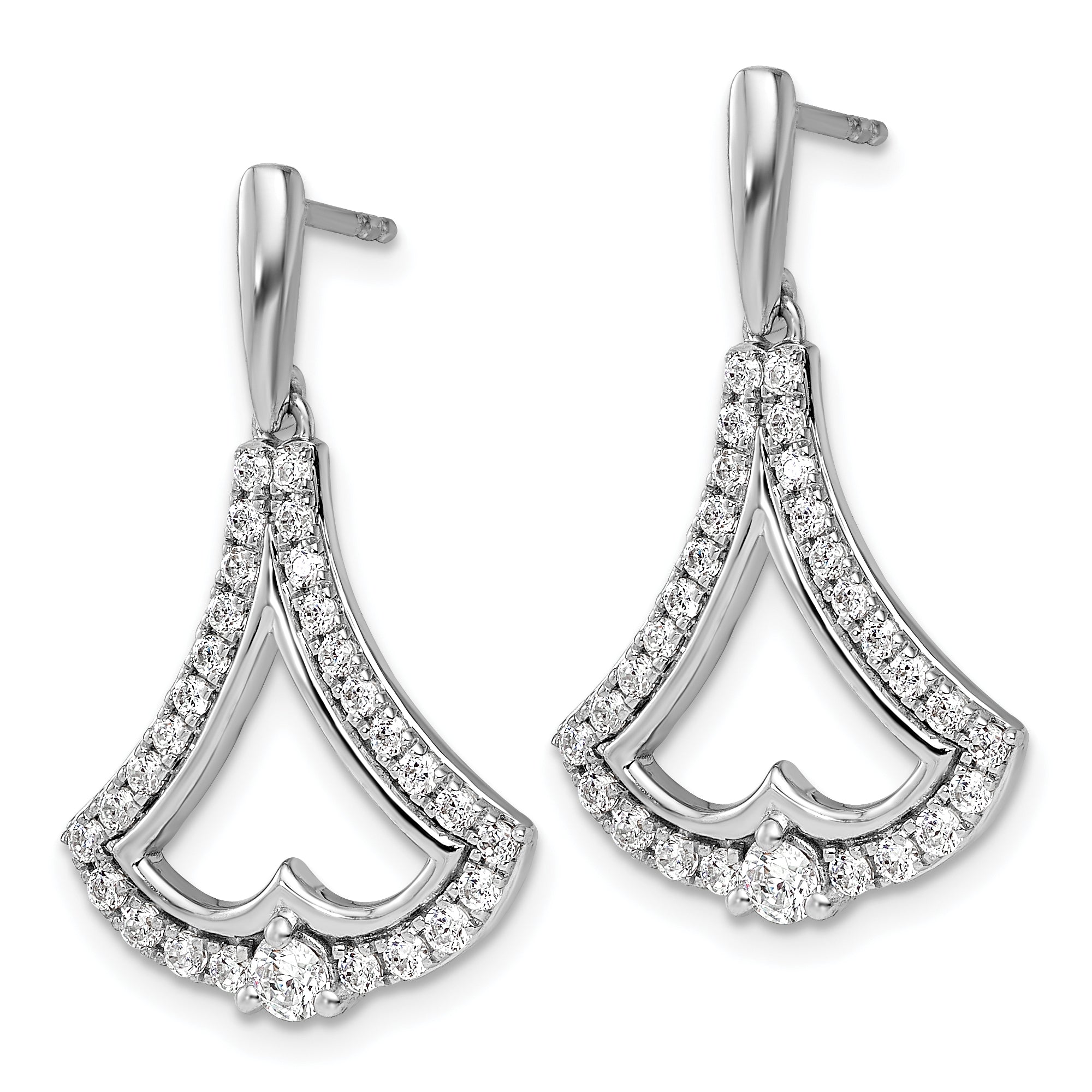 14k White Gold 1 carat Lab Grown Diamond VS/SI+ G+ Post Dangle Earrings Secondary image