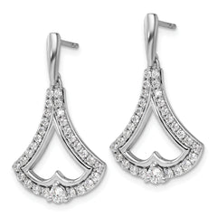 14k White Gold 1 carat Lab Grown Diamond VS/SI+ G+ Post Dangle Earrings