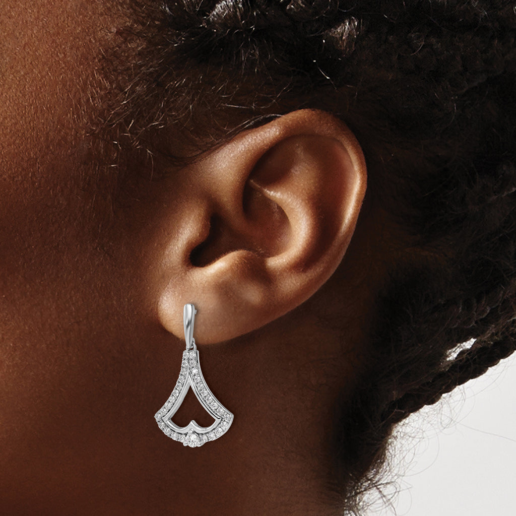 14k White Gold 1 carat Lab Grown Diamond VS/SI+ G+ Post Dangle Earrings