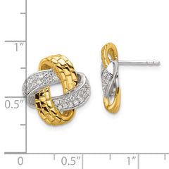 14k Two-Tone 1/3 carat Lab Grown Diamond VS/SI+ G+ Love Knot Post Earrings