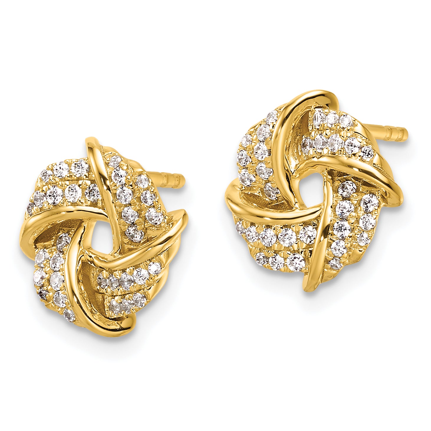 14k 1/3 carat Lab Grown Diamond VS/SI+ G+ Love Knot Post Earrings Secondary image