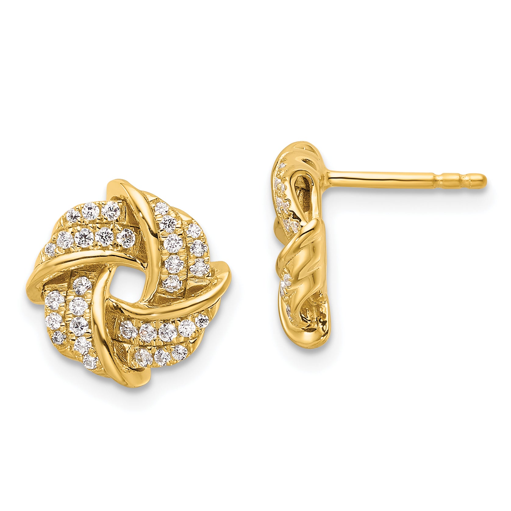 14k 1/3 carat Lab Grown Diamond VS/SI+ G+ Love Knot Post Earrings Main image