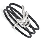 Edward Mirell Titanium Black Ti Sterling Silver Spinel Cable Flexible Cuff