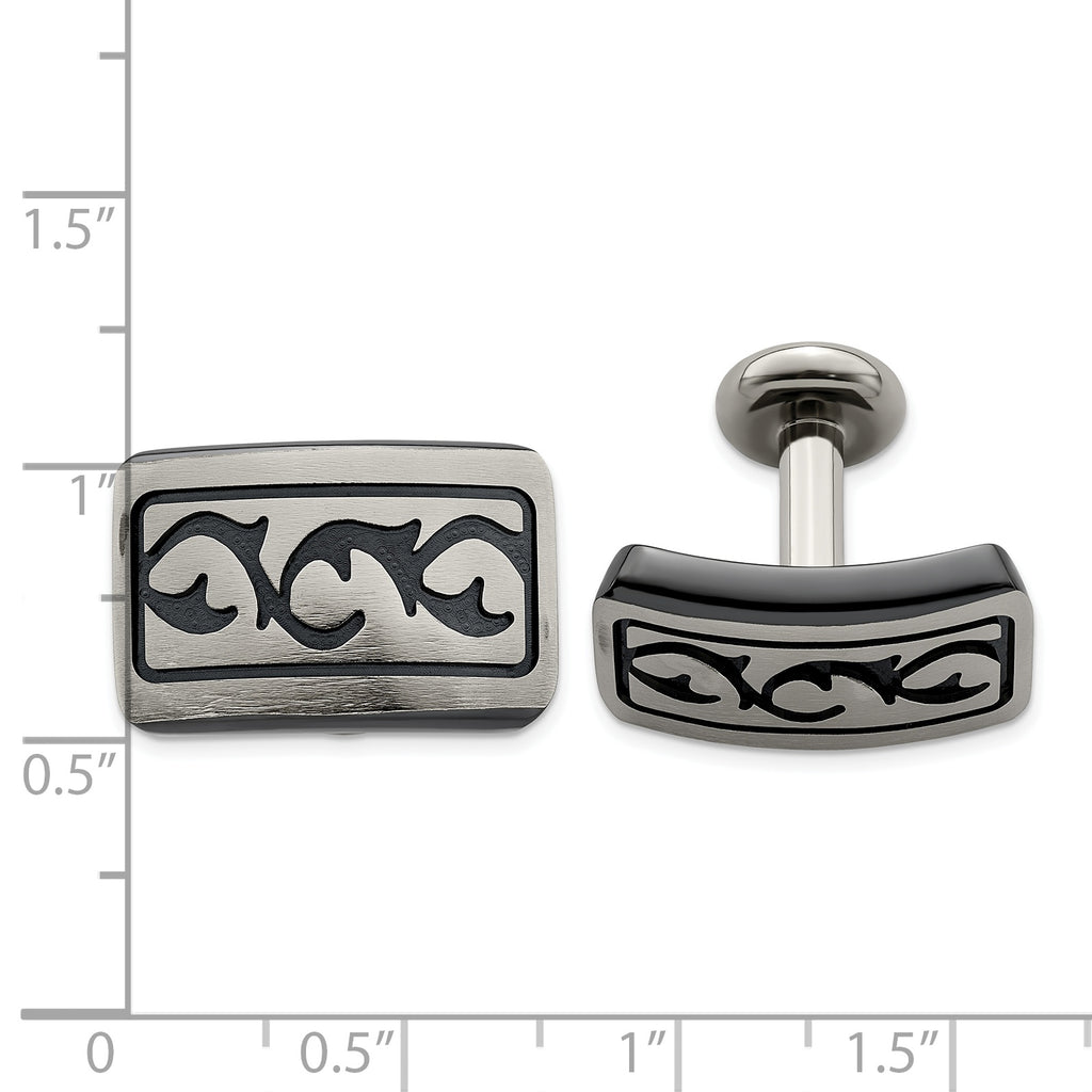 Edward Mirell Black Ti &Titanium Brushed Cufflinks