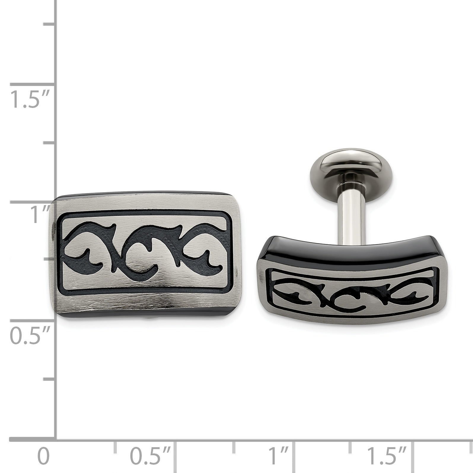 Edward Mirell Black Ti &Titanium Brushed Cufflinks