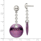 Edward Mirell Black Ti Anodized Pink Ornate Circle and Sterling Silver Post Dangle Earrings