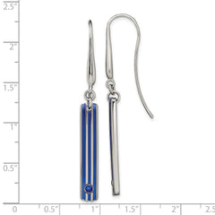 Edward Mirell Titanium Triple Groove Blue Anodized and Blue Sapphire Dangle Earrings