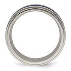 Edward Mirell Titanium with Blue Anodized Grooves 8mm Band