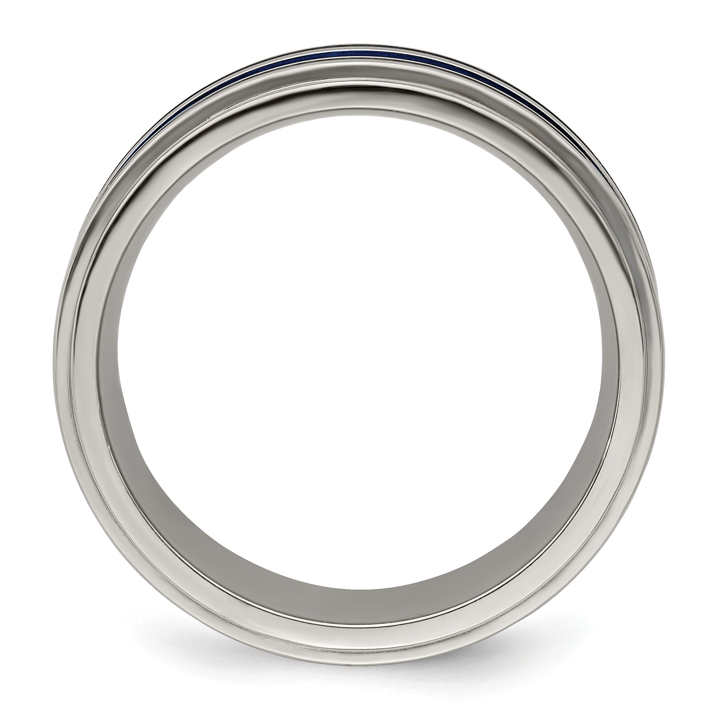 Edward Mirell Titanium with Blue Anodized Grooves 8mm Band