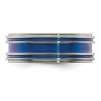 Edward Mirell Titanium with Blue Anodized Grooves 8mm Band