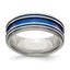 Edward Mirell Titanium with Blue Anodized Grooves 8mm Band