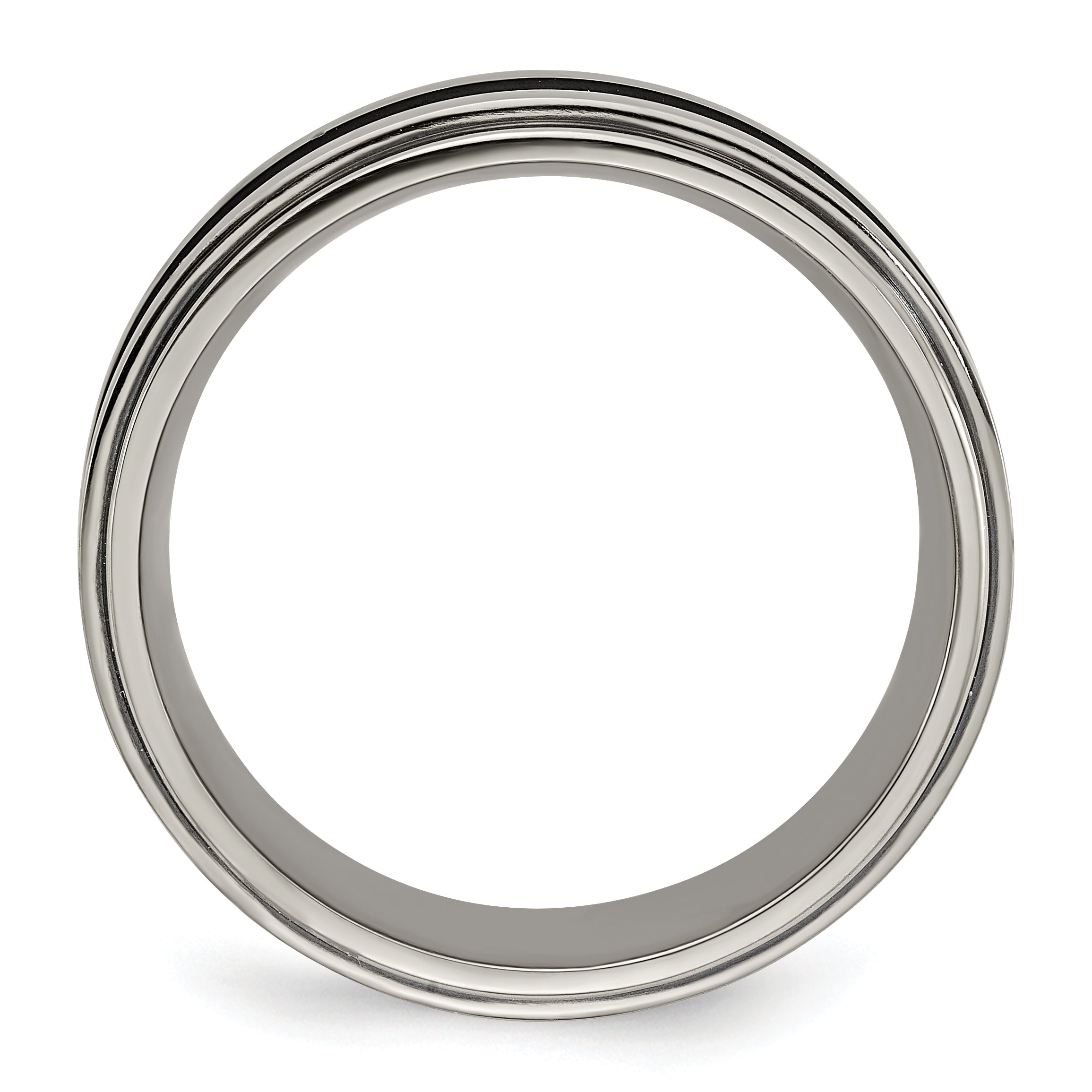 Edward Mirell Titanium Grooved Blue Anodized Flat 7.5mm Band