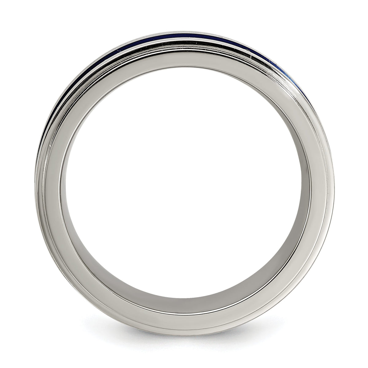 Blue Anodized Grooved Band in Titanium, Size 5–6 - Sophia Jewelers Main image