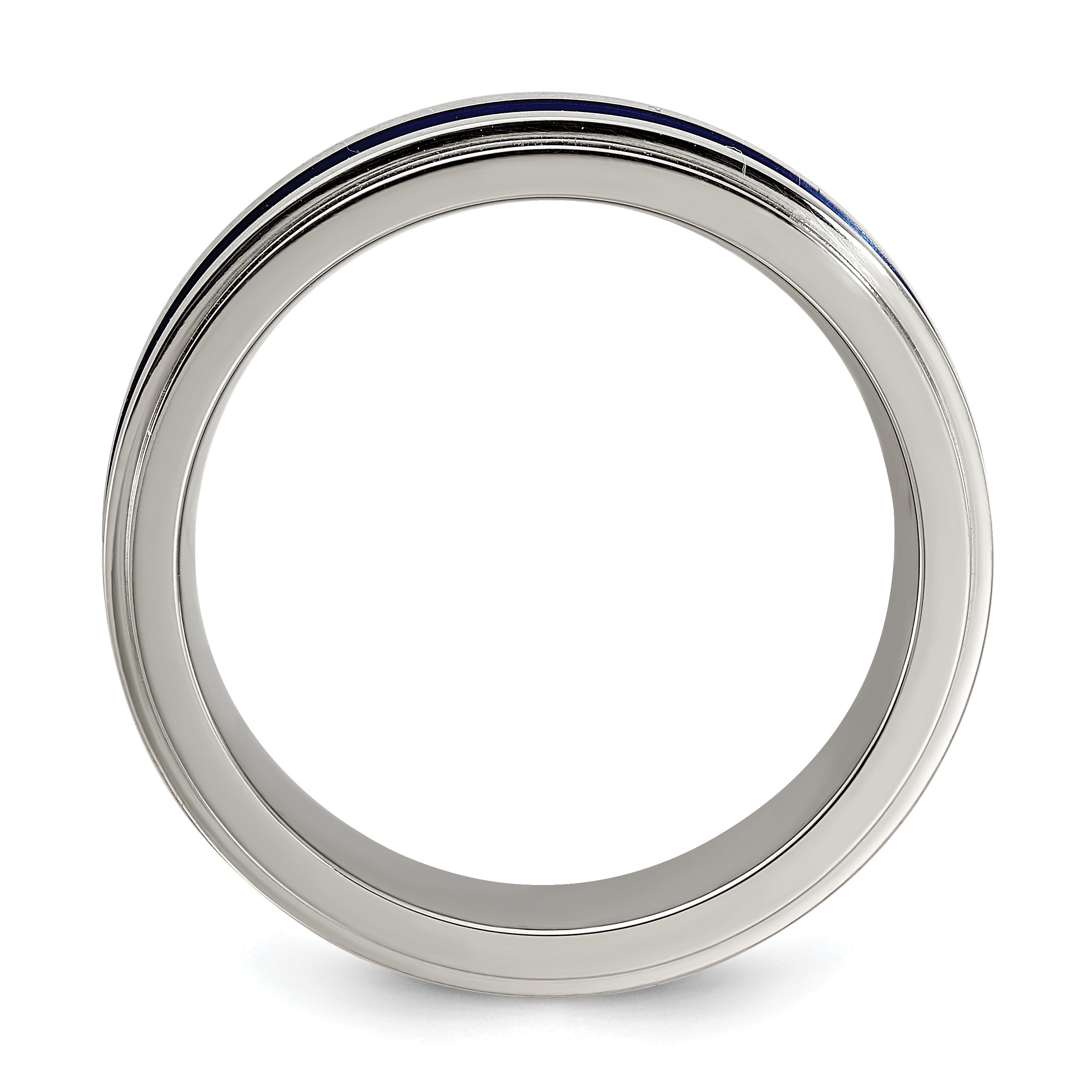 Edward Mirell Titanium Grooved Blue Anodized Flat 7.5mm Band