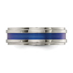 Edward Mirell Titanium Grooved Blue Anodized Flat 7.5mm Band