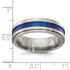Edward Mirell Titanium Grooved Blue Anodized Flat 7.5mm Band