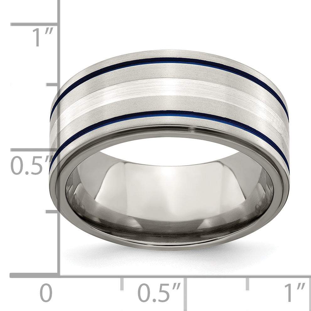 Edward Mirell Titanium With Argentium Sterling Silver Anodized 10mm Band