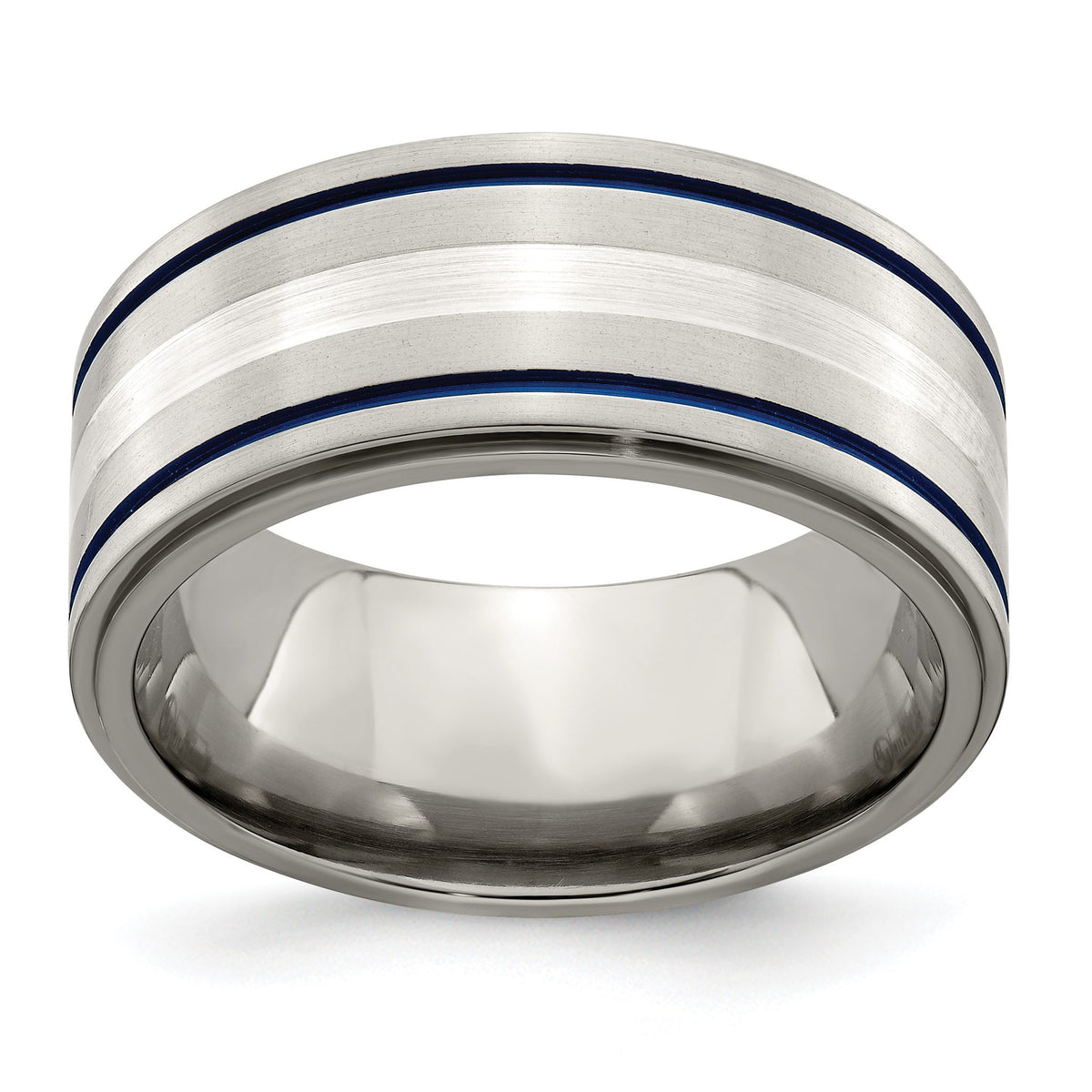 Argentium Anodized Wedding Band in Titanium/Silver Two-Tone, 10mm, Size 8–12.5 - Sophia Jewelers Main image