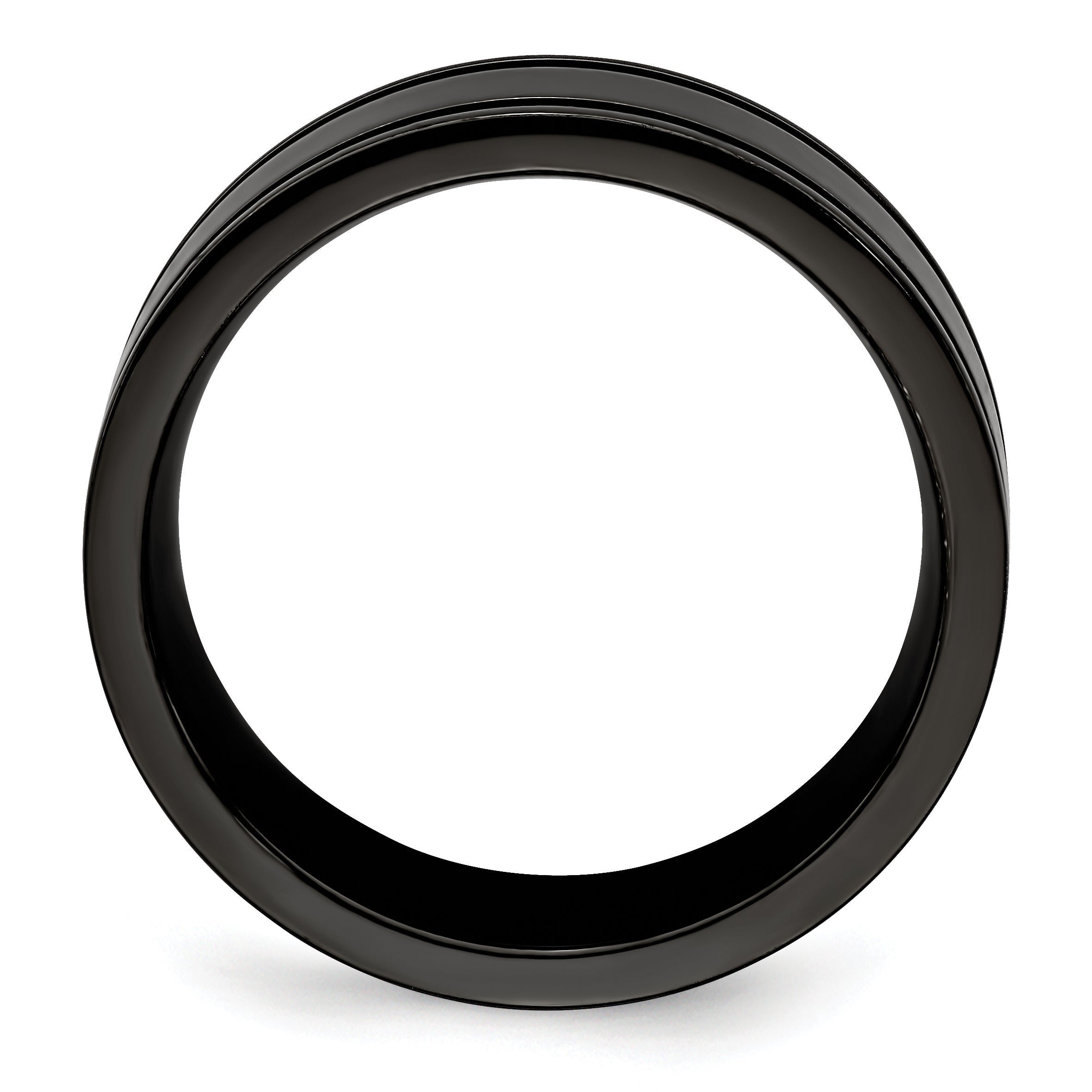Edward Mirell Titanium Black Ti with Blue Anodized Grooves Flat 8mm Band Secondary image