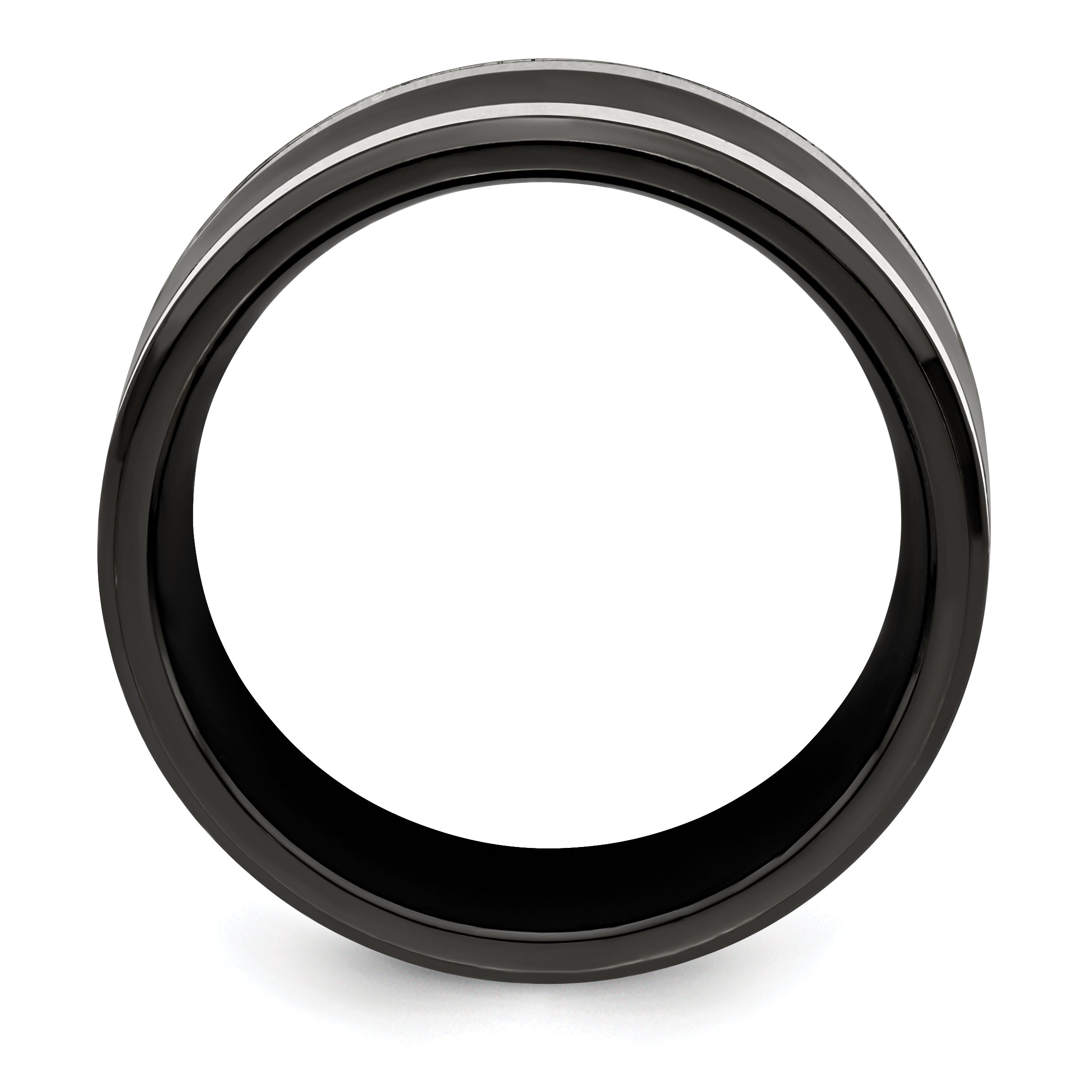 Edward Mirell Titanium Black Ti & Sterling Silver Inlay 9mm Band Secondary image