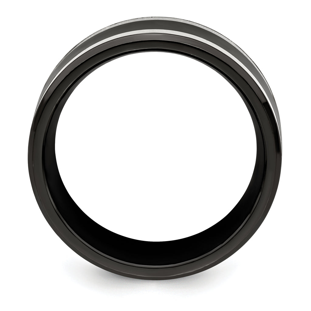 Edward Mirell Titanium Black Ti & Sterling Silver Inlay 9mm Band