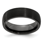 Edward Mirell Titanium Black Ti Domed Textured Lines 6mm Band